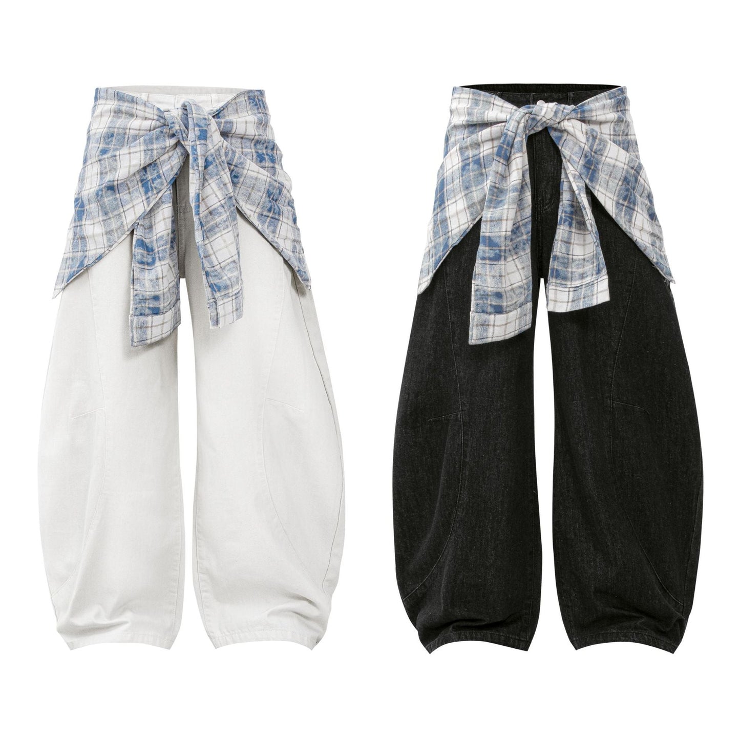 Street Style Vintage Design Loose Cut-Off Jeans