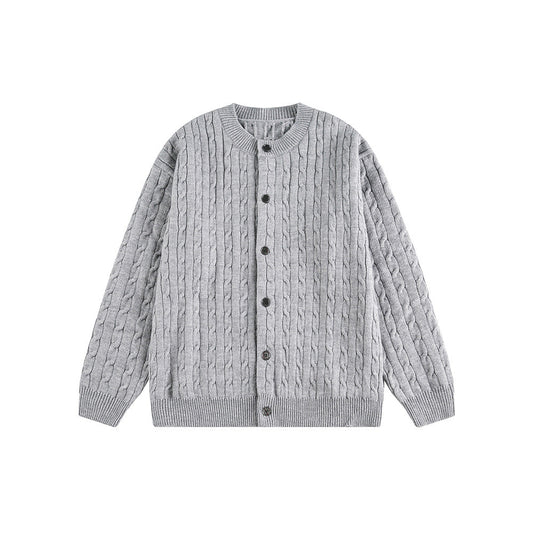 Knitted Cardigan Coat in  Braided Loose Casual Style