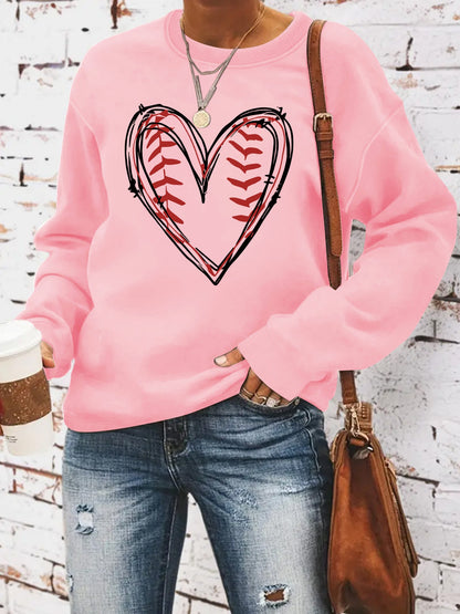 Heart printed casual long sleeved sweatshirt