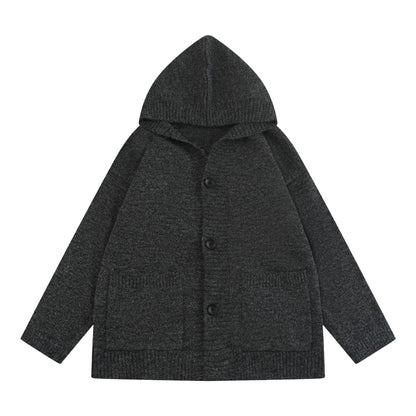 Cleanfit Open Front Cardigan Coat Loose Lazy Style Hooded Sweater