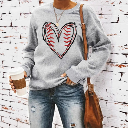 Heart printed casual long sleeved sweatshirt
