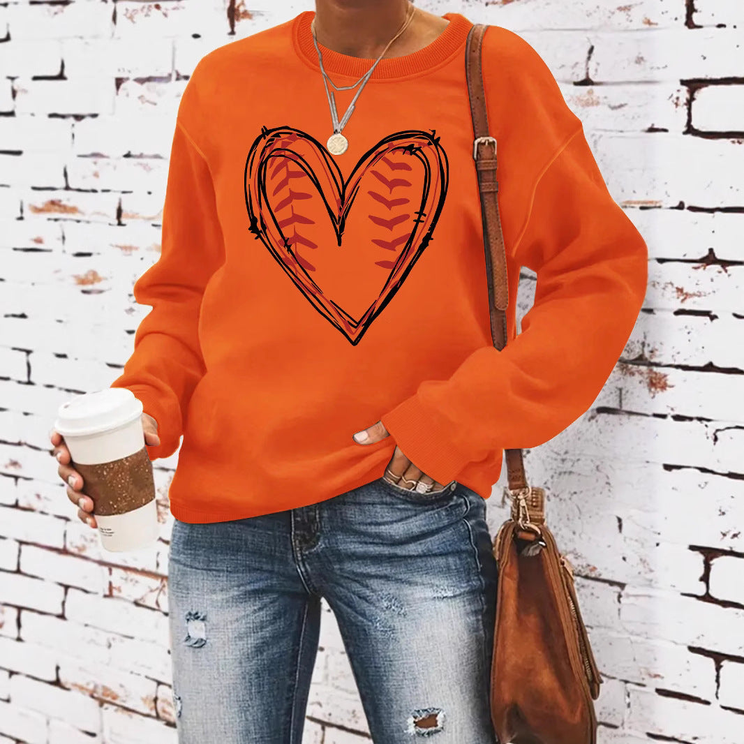 Heart printed casual long sleeved sweatshirt