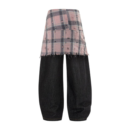 Deconstructed Design  Loose Wide-Leg Jeans