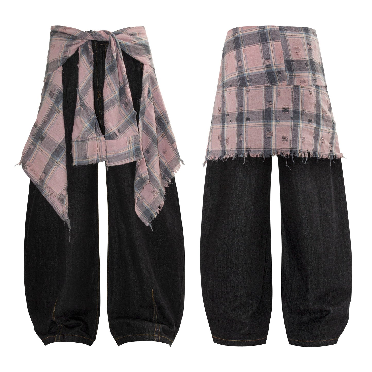 Deconstructed Design  Loose Wide-Leg Jeans