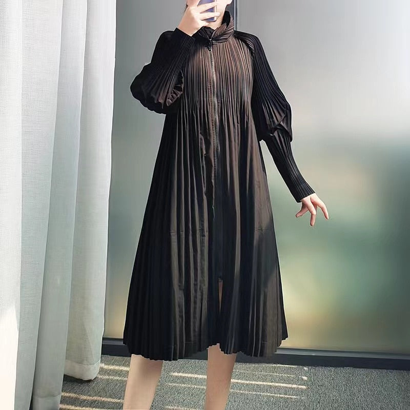 Spring Coat Mid-Length Trench Loose Zipper Coat