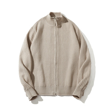 Solid Color Knit Texture Loose Casual Sweater Coat