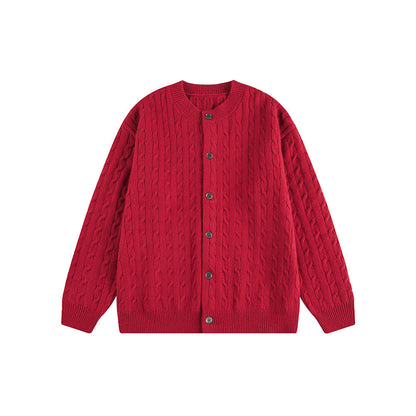 Knitted Cardigan Coat in  Braided Loose Casual Style