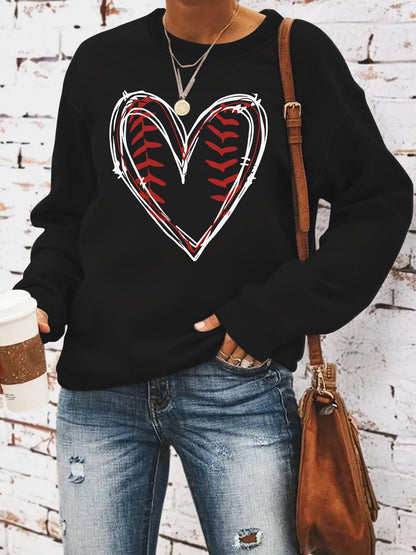 Heart printed casual long sleeved sweatshirt