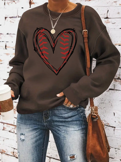 Heart printed casual long sleeved sweatshirt