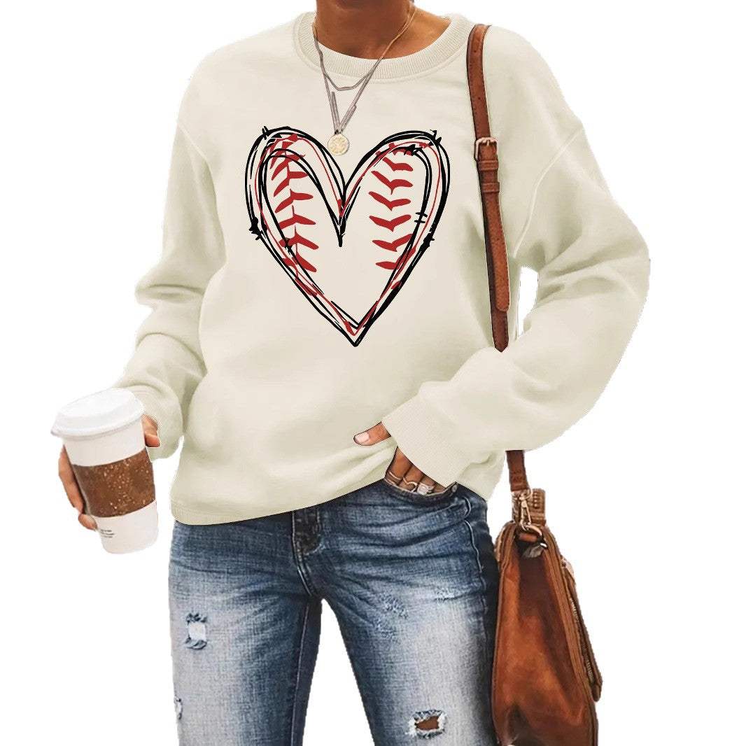 Heart printed casual long sleeved sweatshirt