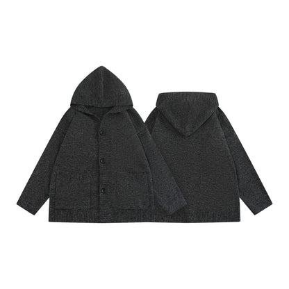 Cleanfit Open Front Cardigan Coat Loose Lazy Style Hooded Sweater