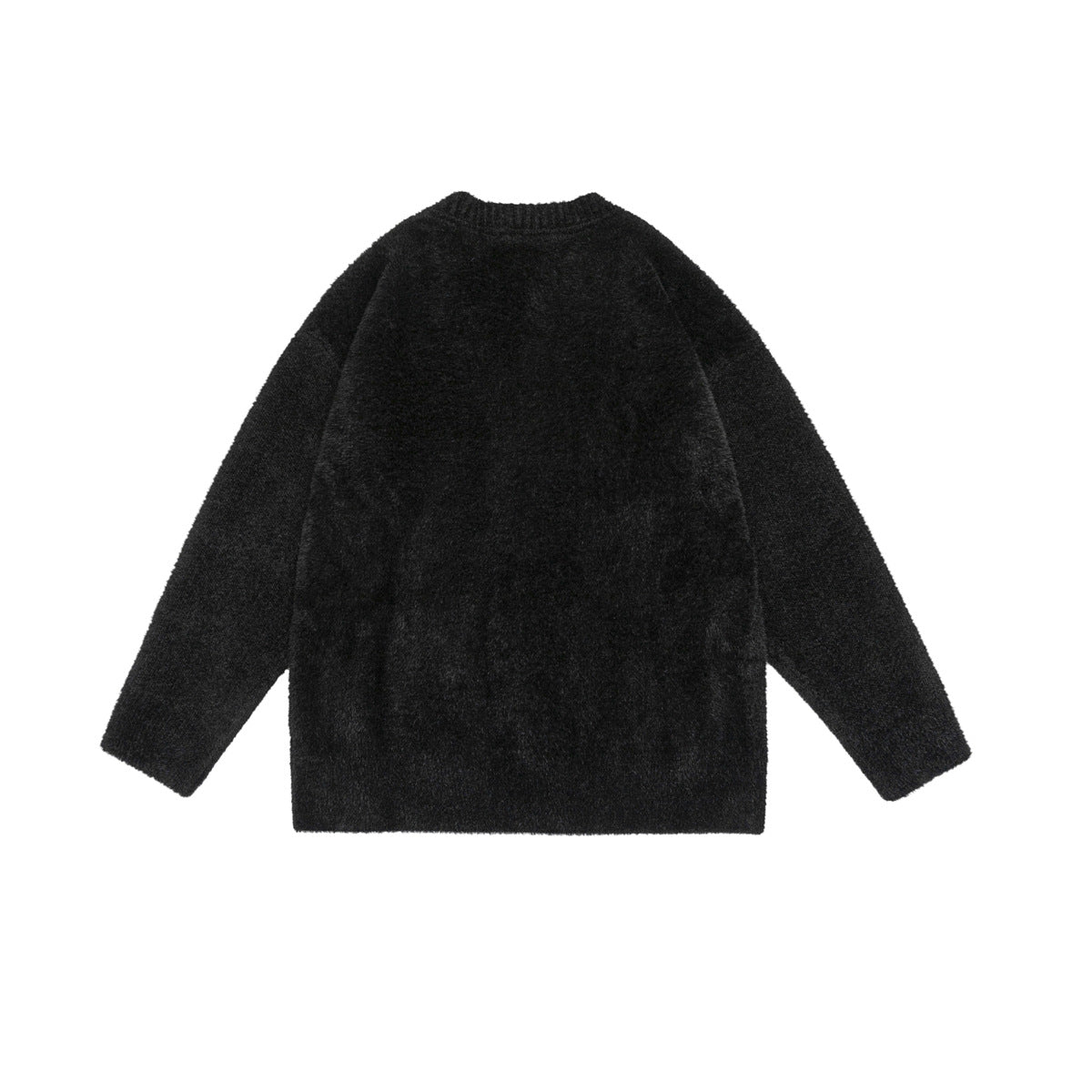 V-Neck Embroidered Label Loose Knit Cardigan Sweater Coat