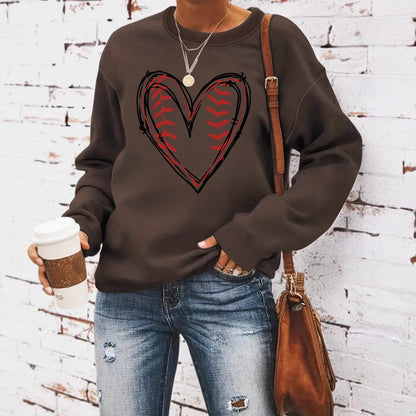 Heart printed casual long sleeved sweatshirt