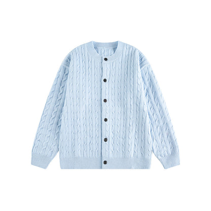 Knitted Cardigan Coat in  Braided Loose Casual Style