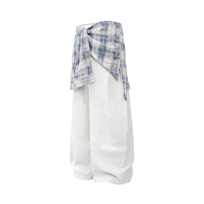 Street Style Vintage Design  Loose Cut-Off Jeans