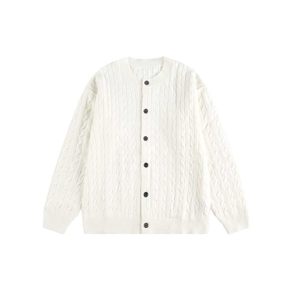 Knitted Cardigan Coat in  Braided Loose Casual Style