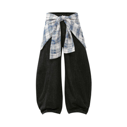 Street Style Vintage Design  Loose Cut-Off Jeans