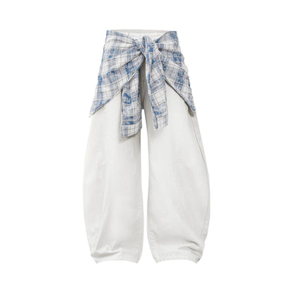 Street Style Vintage Design  Loose Cut-Off Jeans