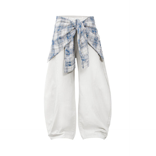 Street Style Vintage Design  Loose Cut-Off Jeans