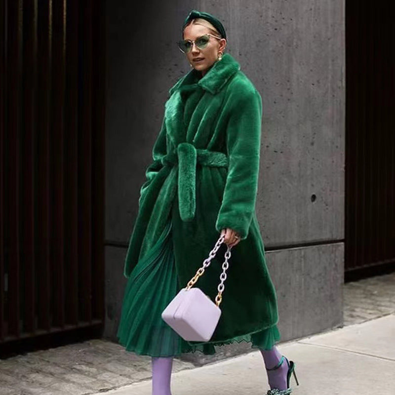 Imitation fur cotton coat thick plush women's coat