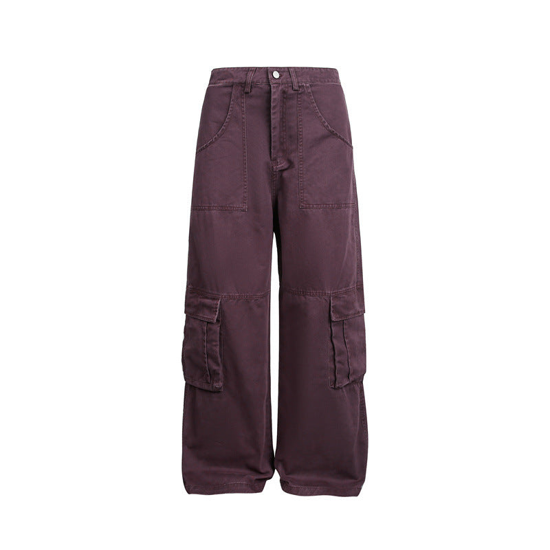 Multi-Pocket Cargo Pants Loose Wide-Leg Casual Trousers