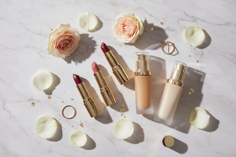 Beauty Flat Lay Pink Marble