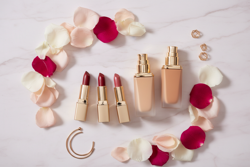 Beauty Flat Lay Pink Marble
