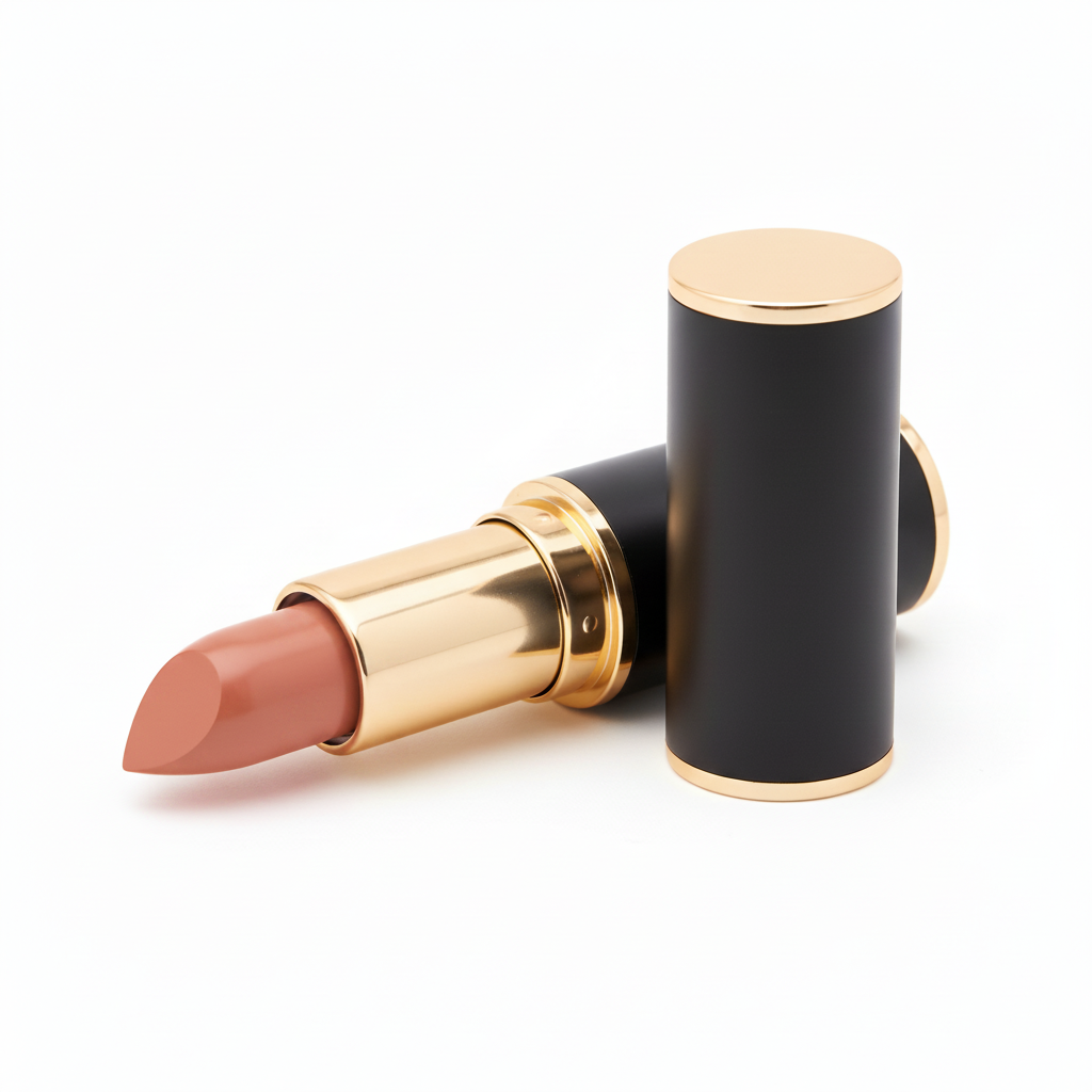 Nude Pink Lipstick Black Gold Case