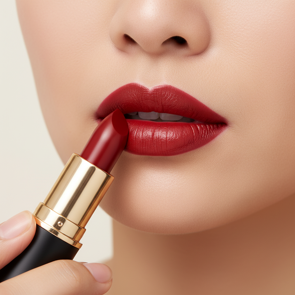 Red Lipstick Application